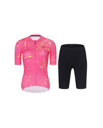 RIVANELLE Cyklistický krátký dres a krátké kalhoty - PASSION - žlutá/růžová