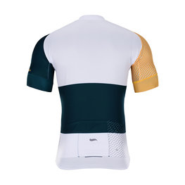 HOLOKOLO Cyklistický dres s krátkým rukávem - ENGRAVE - bílá/žlutá/modrá