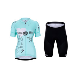 HOLOKOLO Cyklistický krátký dres a krátké kalhoty - RAZZLE DAZZLE LADY - vícebarevná/světle modrá