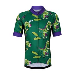 HOLOKOLO Cyklistický dres s krátkým rukávem - DINOSAURS KIDS - zelená