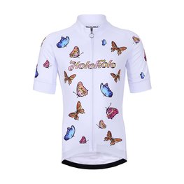 HOLOKOLO Cyklistický dres s krátkým rukávem - BUTTERFLIES KIDS - bílá/vícebarevná
