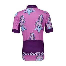 HOLOKOLO Cyklistický dres s krátkým rukávem - UNICORNS KIDS - růžová/vícebarevná