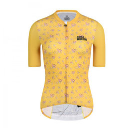 MONTON Cyklistický dres s krátkým rukávem - PURPLEFLORAL YELLOW - žlutá