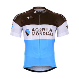 BONAVELO Cyklistický dres s krátkým rukávem - AG2R 2019 - bílá/modrá/hnědá