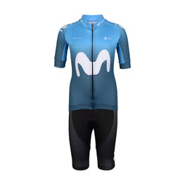 BONAVELO Cyklistický krátký dres a krátké kalhoty - MOVISTAR 2020 KIDS - bílá/modrá/černá