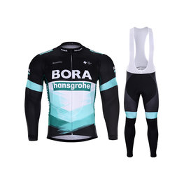 BONAVELO Cyklistický zimní dres a kalhoty - BORA 2020 WINTER - černá/zelená/bílá