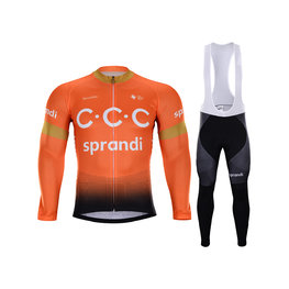 BONAVELO Cyklistický zimní dres a kalhoty - CCC 2020 WINTER - oranžová/černá