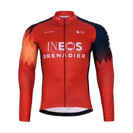 BONAVELO Cyklistický dres s dlouhým rukávem zimní - INEOS 2025 WINTER - červená/modrá