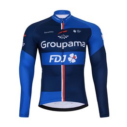 BONAVELO Cyklistický zimní dres a kalhoty - FDJ 2024 WINTER - modrá/černá