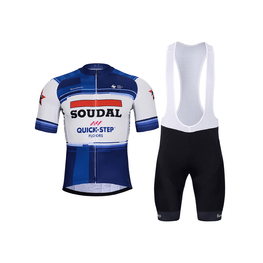 BONAVELO Cyklistický krátký dres a krátké kalhoty - SOUDAL QUICK-STEP 24 - bílá/černá/modrá