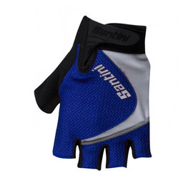 SANTINI Cyklistické rukavice krátkoprsté - STUDIO - černá/tyrkysová