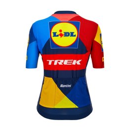SANTINI Cyklistický dres s krátkým rukávem - LIDL TREK 2024 LADY - žlutá/červená/modrá