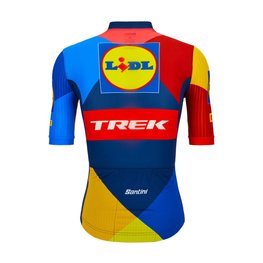 SANTINI Cyklistický dres s krátkým rukávem - LIDL TREK 2024 TEAM ORIGINAL - červená/žlutá/modrá