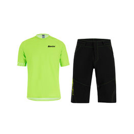 SANTINI Cyklistický MTB dres a kalhoty - SASSO MTB  - zelená/černá