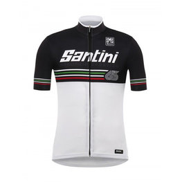 SANTINI Cyklistický dres s krátkým rukávem - BEAT - černá/bílá