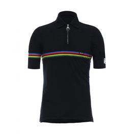 SANTINI Cyklistické triko s krátkým rukávem - UCI RAINBOW WOOL - duhová/černá
