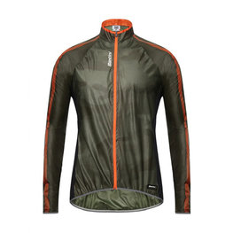 SANTINI Cyklistická větruodolná bunda - FINE WINDBREAKER - oranžová/zelená