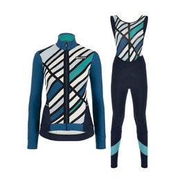 SANTINI Cyklistický zimní dres a kalhoty - CORAL R. LADY WINTER - černá/modrá