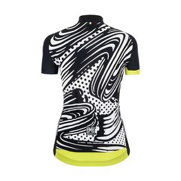 SANTINI Cyklistický dres s krátkým rukávem - GIADA POP LADY - bílá/žlutá/černá