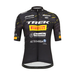 SANTINI Cyklistický dres s krátkým rukávem - TREK PIRELLI MTB 20 - černá/bílá/žlutá