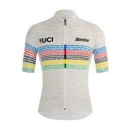 SANTINI Cyklistický dres s krátkým rukávem - UCI WORLD CHAMP 100 - bílá/duhová