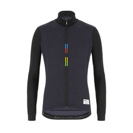 SANTINI Cyklistický dres s dlouhým rukávem zimní - UCI RAINBOW WINTER - černá