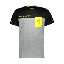 SCOTT Cyklistické triko s krátkým rukávem - FACTORY TEAM - žlutá/šedá/černá