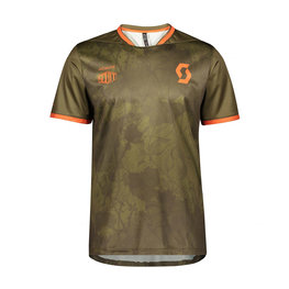 SCOTT Cyklistický dres s krátkým rukávem - TRAIL FLOW - zelená/oranžová