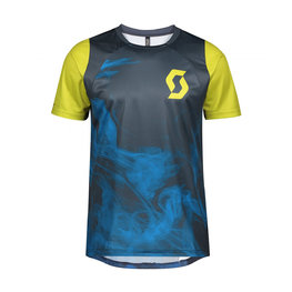 SCOTT Cyklistický dres s krátkým rukávem - TRAIL VERTIC - modrá/žlutá