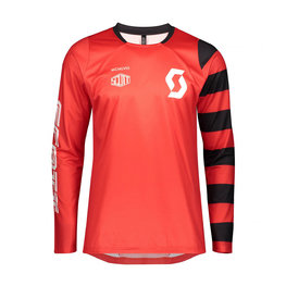 SCOTT Cyklistický dres s dlouhým rukávem letní - TRAIL VERTIC SUMMER - červená/bílá