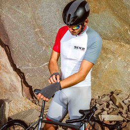 SIX2 Cyklistický dres s krátkým rukávem - BIKE3 ULTRALIGHT - bílá/šedá/červená