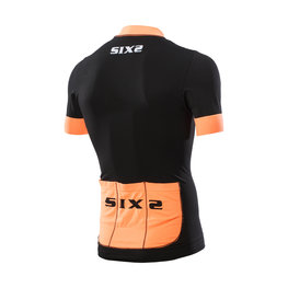 SIX2 Cyklistický dres s krátkým rukávem - BIKE3 STRIPES - černá/oranžová