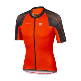SPORTFUL Cyklistický dres s krátkým rukávem - BODYFIT SPEEDSKIN - oranžová/černá