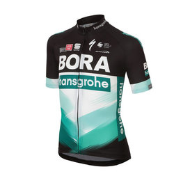 SPORTFUL Cyklistický dres s krátkým rukávem - BORA 2020 KIDS - zelená/černá