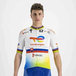 SPORTFUL Cyklistický dres s krátkým rukávem - TOTAL ENERGIES 2022 - žlutá/oranžová/bílá/modrá