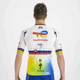 SPORTFUL Cyklistický dres s krátkým rukávem - TOTAL ENERGIES 2022 - žlutá/oranžová/bílá/modrá