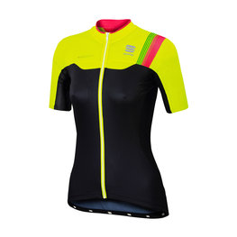SPORTFUL Cyklistický dres s krátkým rukávem - BODYFIT PRO LADY - černá/žlutá