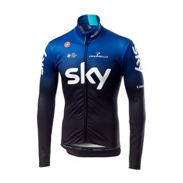 CASTELLI Cyklistický dres s dlouhým rukávem zimní - TEAM SKY 2019 WINTER - modrá/černá/bílá