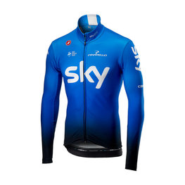 CASTELLI Cyklistický dres s dlouhým rukávem zimní - TEAM SKY 2019 WINTER - bílá/světle modrá/černá