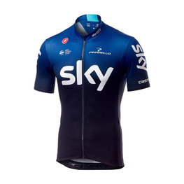 CASTELLI Cyklistický dres s krátkým rukávem - TEAM SKY FAN 2019  - černá/modrá/bílá