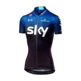 CASTELLI Cyklistický dres s krátkým rukávem - TEAM SKY FAN 2019 - bílá/černá/modrá