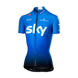 CASTELLI Cyklistický dres s krátkým rukávem - TEAM SKY FAN 2019 - světle modrá/bílá/černá