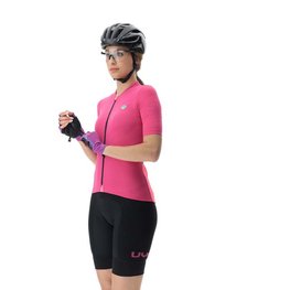 UYN Cyklistický dres s krátkým rukávem - LIGHTSPEED LADY - růžová/černá