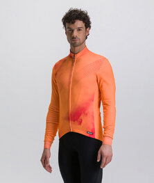 SANTINI Cyklistický dres s dlouhým rukávem zimní - PURE DYE - oranžová