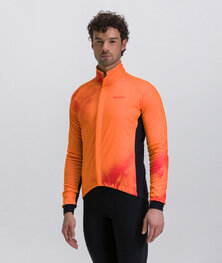SANTINI Cyklistická zateplená bunda - PURE DYE - oranžová