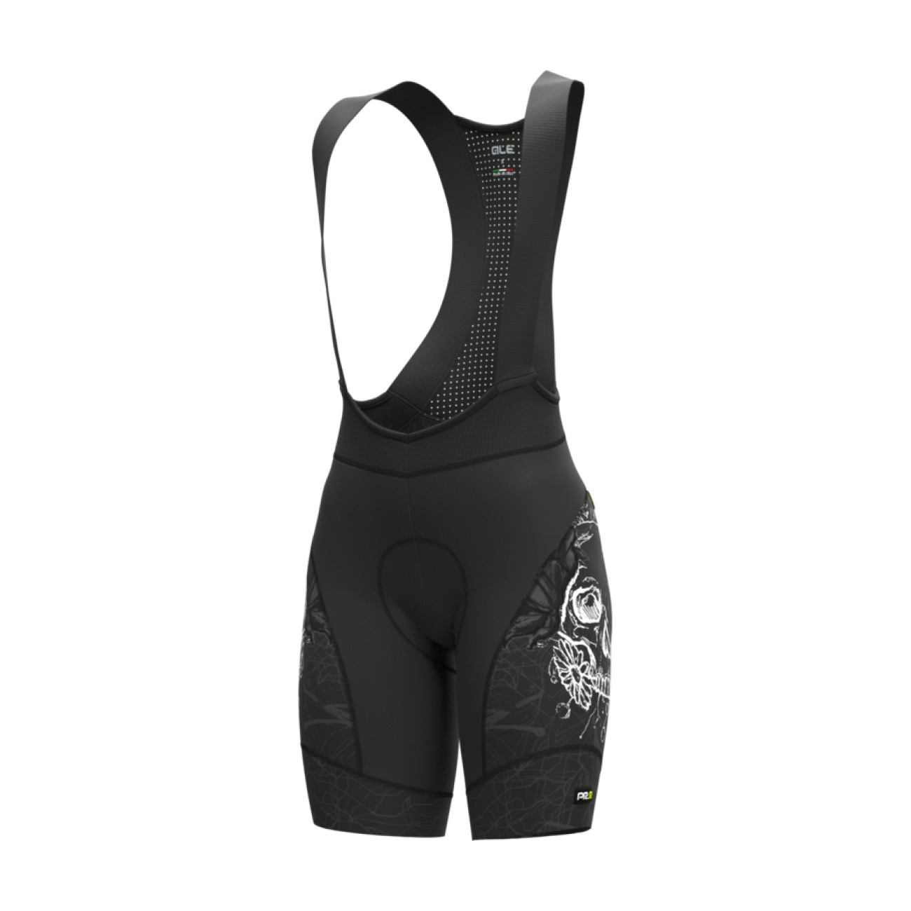 
                ALÉ Cyklistické kalhoty krátké s laclem - PRR SKULL LADY - černá L
            
