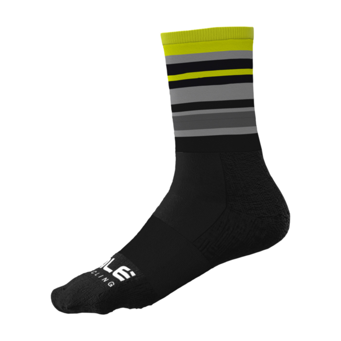 ALÉ Cyklistické ponožky klasické - STRIPES - černá/žlutá 44-47