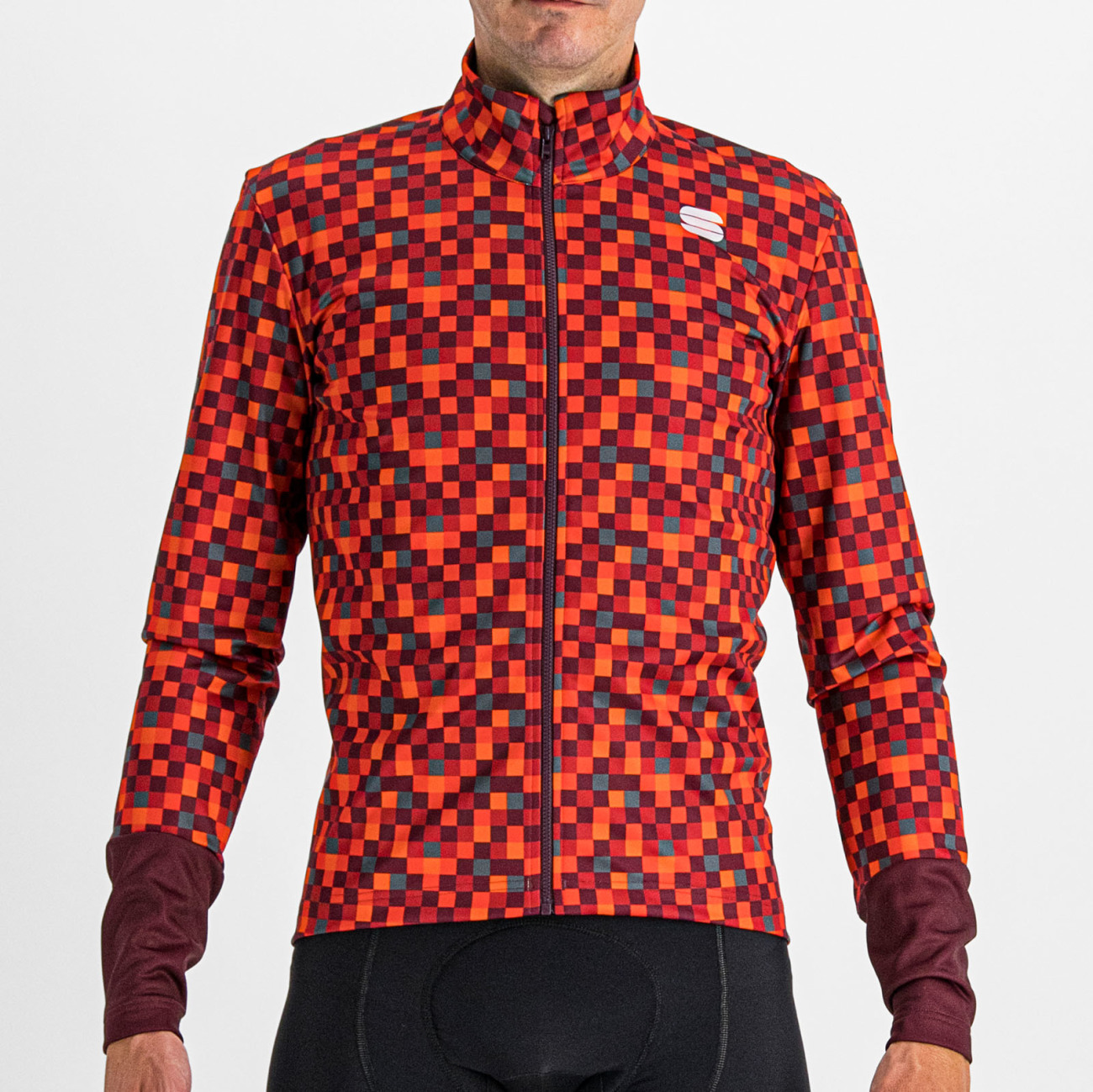 Levně SPORTFUL Cyklistická zateplená bunda - PIXEL - červená/hnědá M