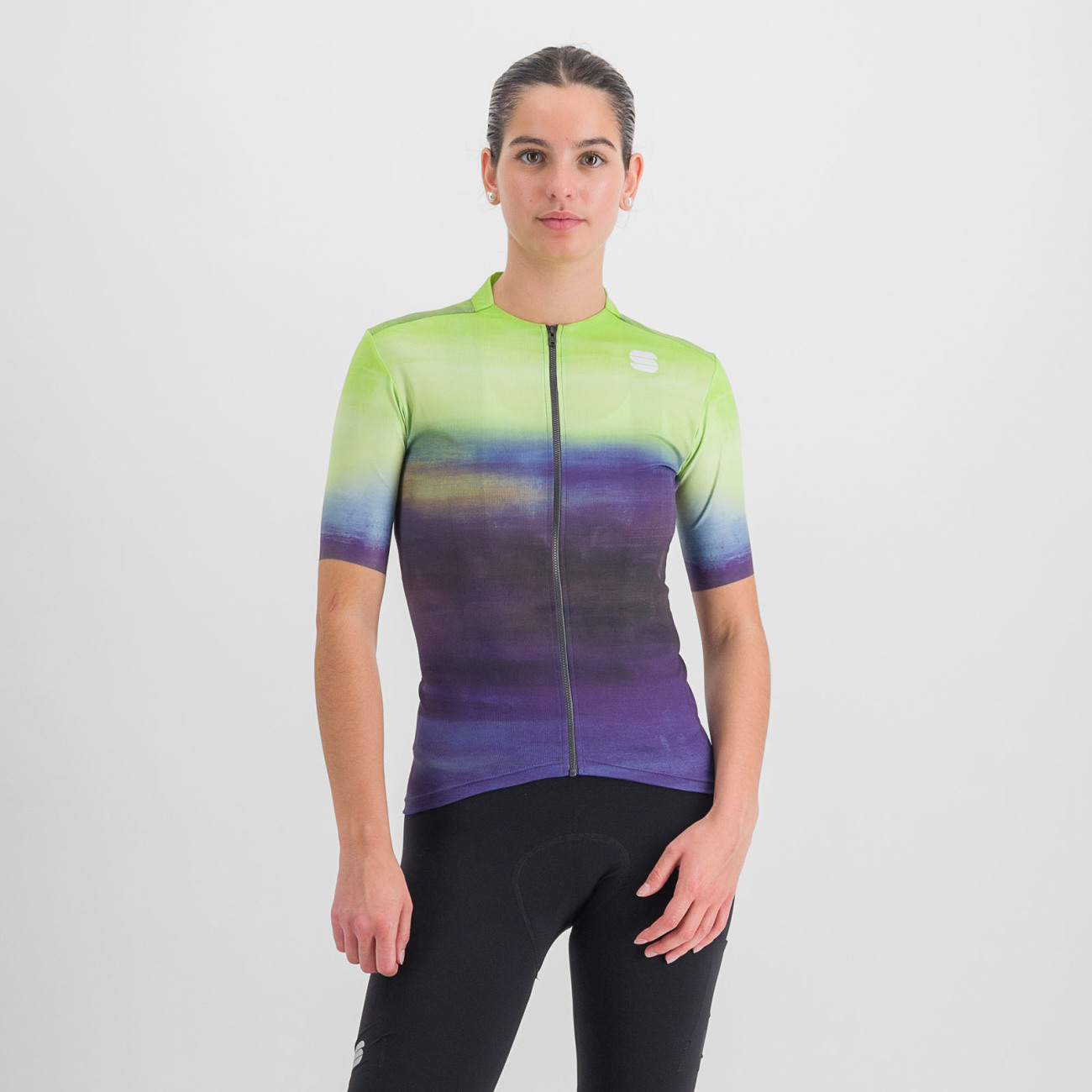 
                SPORTFUL Cyklistický dres s krátkým rukávem - FLOW SUPERGIARA - světle zelená/fialová XS
            