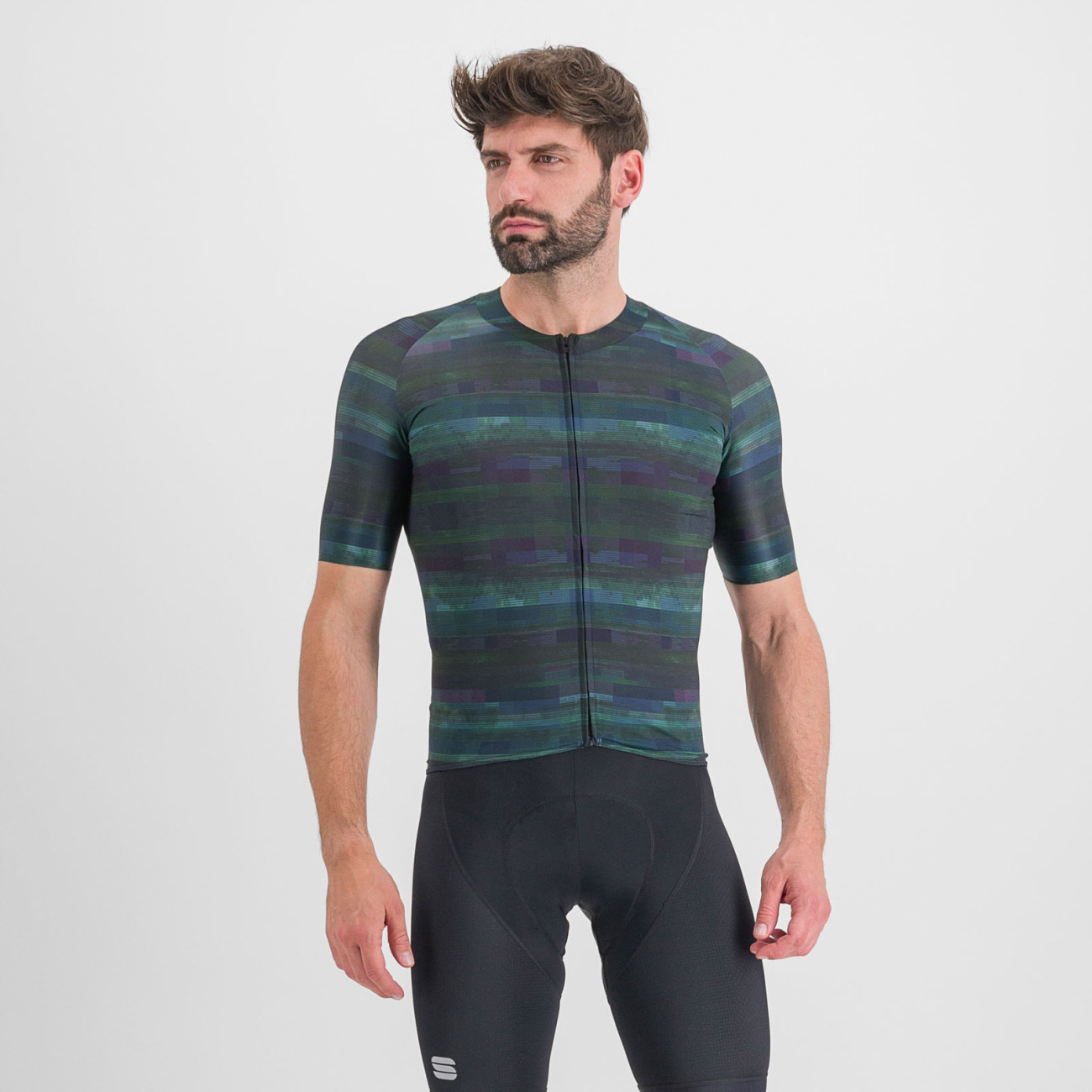 
                SPORTFUL Cyklistický dres s krátkým rukávem - GLITCH BOMBER - černá/vícebarevná
            